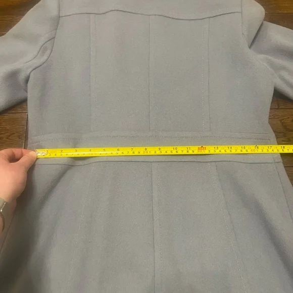 Kristen Blake Women's Wool Blend Walking Coat, Light Blue Long Jacket Peacoat - Picture 7 of 12